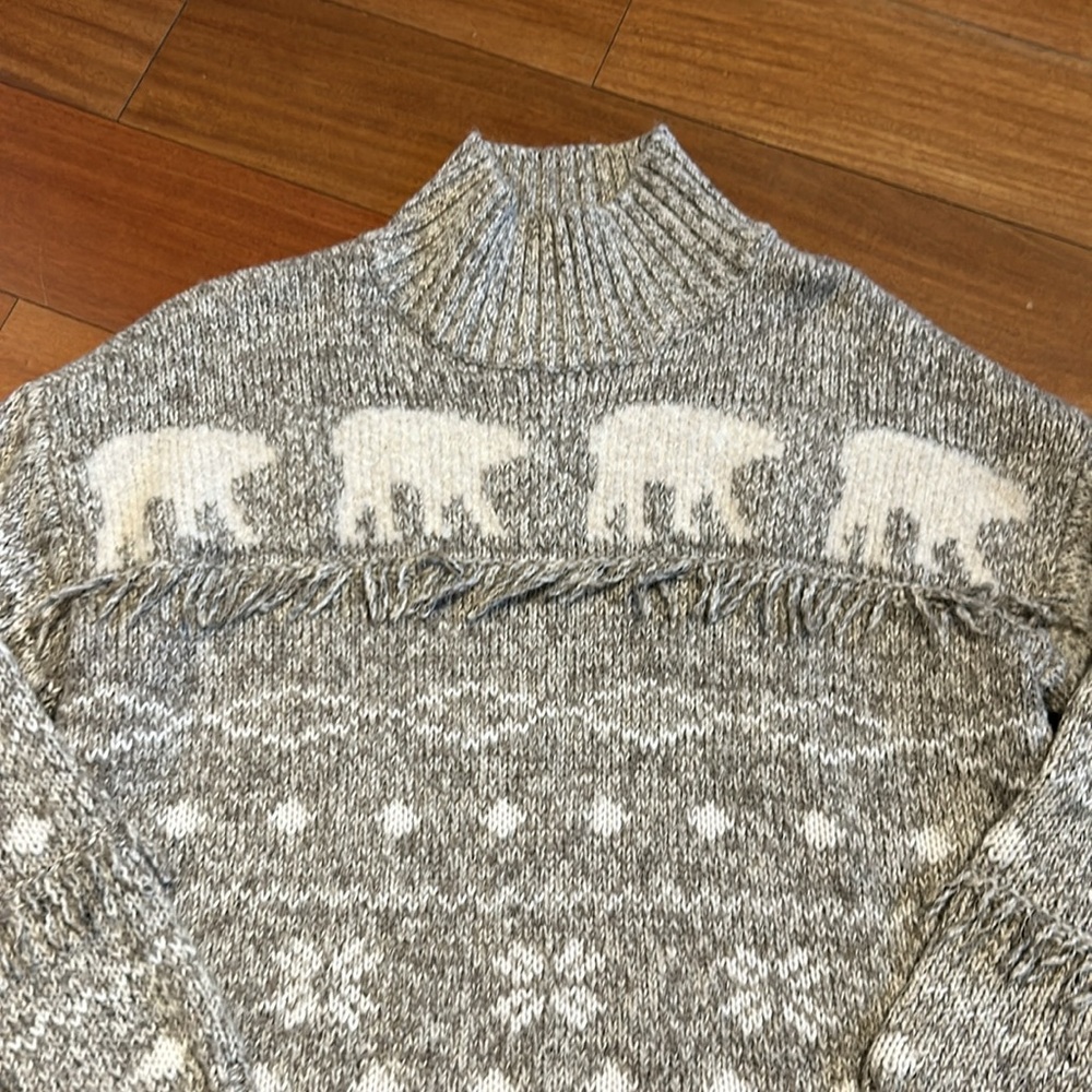 Loft Bear Fringe Mock Neck Sweater - Picture 2 of 9